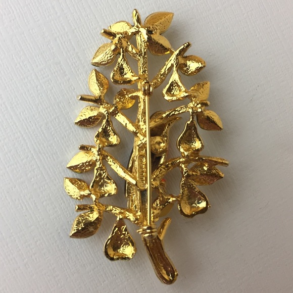 Vintage Cadoro Partridge In A Pear Tree Brooch - Picture 4 of 8